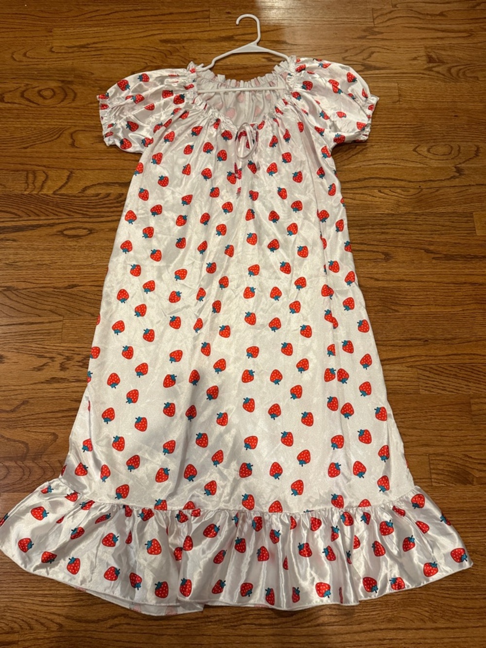 White Strawberry Print Nightgown - Size L